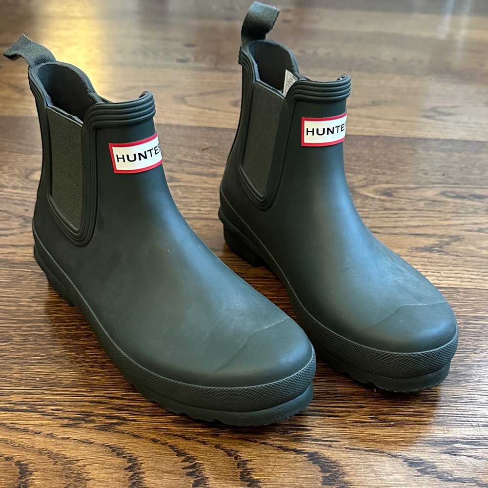 Hunter Dark Green Ankle Rain Boots